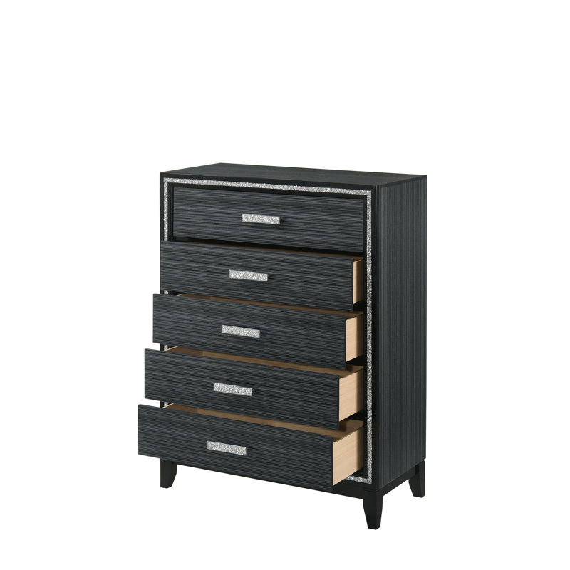 Haiden Weathered Black Finish Chest, Black
