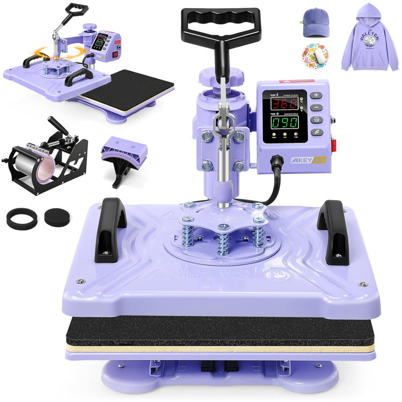 5 en 1 Combo presse à chaleur Sublimation transfert de chaleur pour les t-shirts de bricolage, Mauve