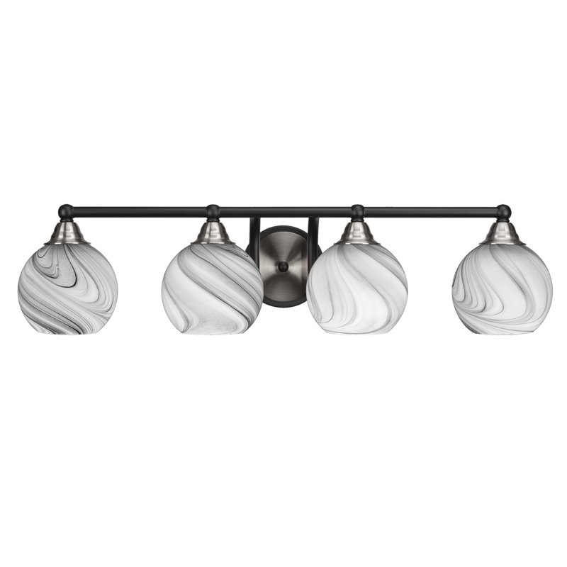 Michell 4-Light Bath Bar, Matte Black/Brushed Nickel