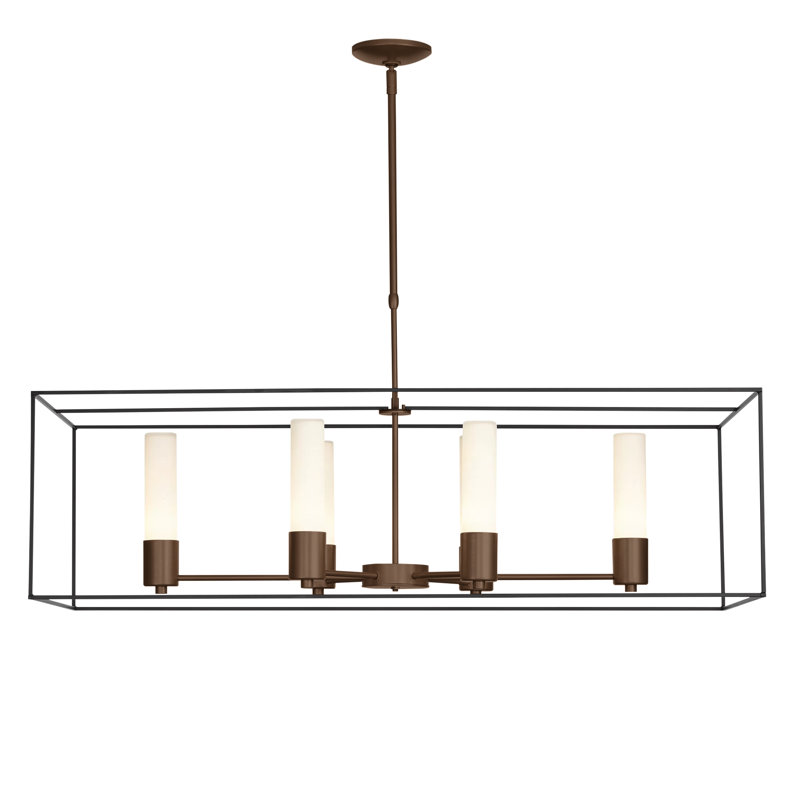 Portico 6 - Light Kitchen Island Linear Pendant, Opal, Bronze, Soft Gold