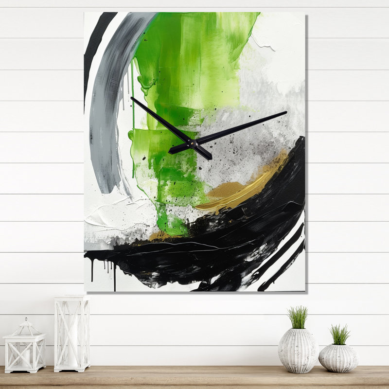 Jaleea - Horloge murale moderne en marbre abstrait, H 32 po x l 24 po x P 1 po