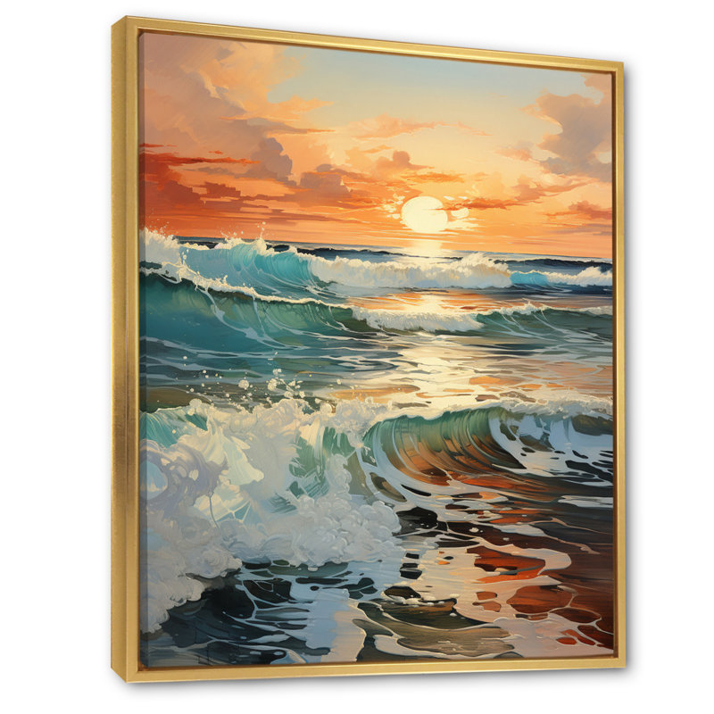 «Beach Photo Seaside Reflections VIII», reproduction d'un seul cadre photo sur toile, Doré, H 32 po x l 16 po x P 1 po