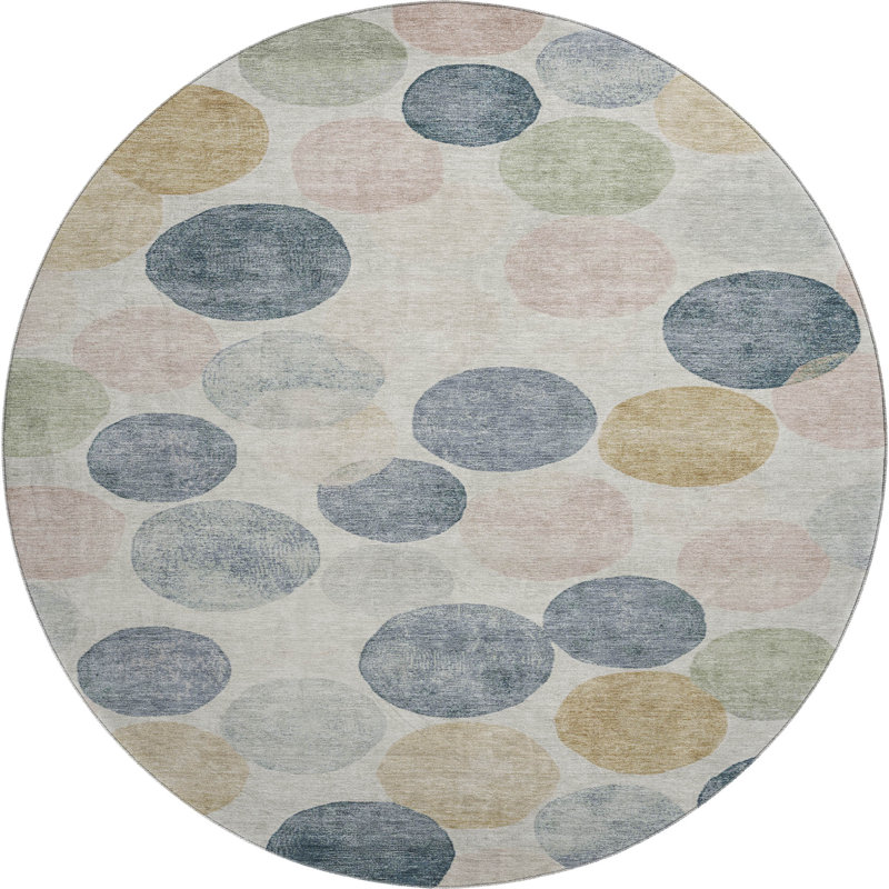 Tapis géométrique de qualité supérieure lavable à la machine Jakiyra AMF1898, Rond 8 pi