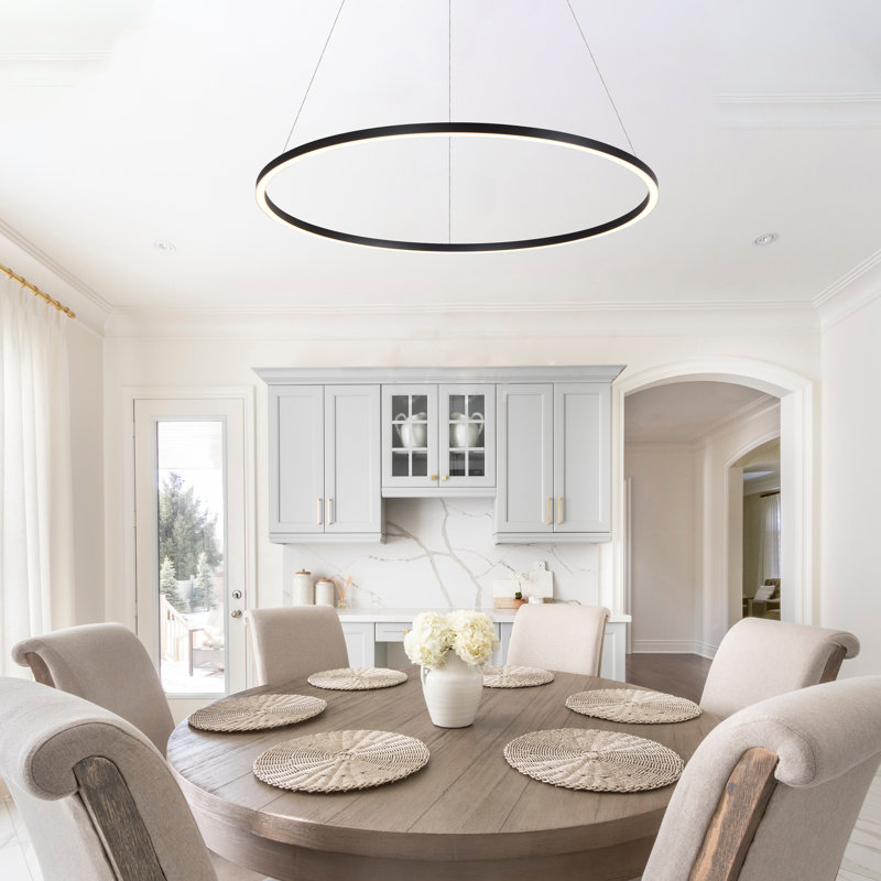 Tania 39" Sleek Black Integrated LED Adjustable Drum Chandelier