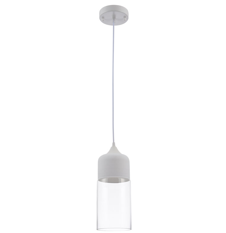 Luminaire suspendu en verre 1 lumière Clogh, Blanc mat