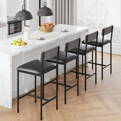 25.5 Inches Upholstered Bar Chairs with Back