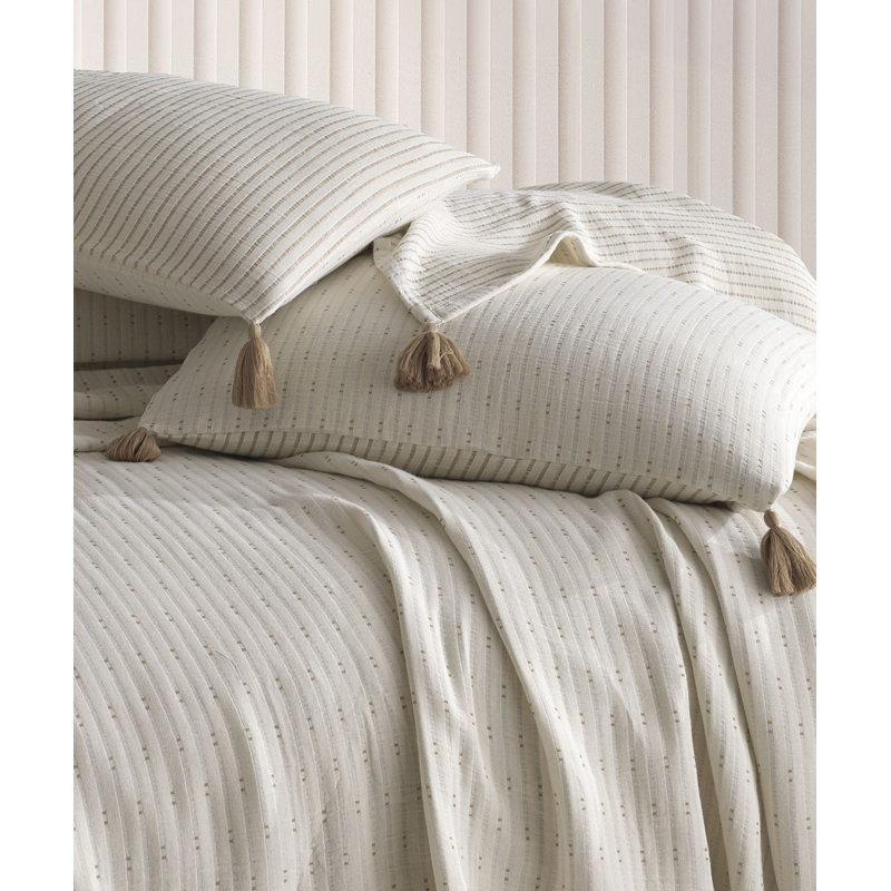 Luxurious Double Pique Set, 100% Cotton, Mink Colour | Includes 2 Pillowcases (19.7 x 27.6 inches) | Jacquard Design, 8.8 oz/sq yd | Machine Washable at 86°F, Soft & Breathable, Perfect for Cozy Bedrooms