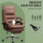 Chaise de travail brun rembourrée avec massage, inclinable à 135 °, hauteur réglable, conception pivotante pour le bureau à domicile