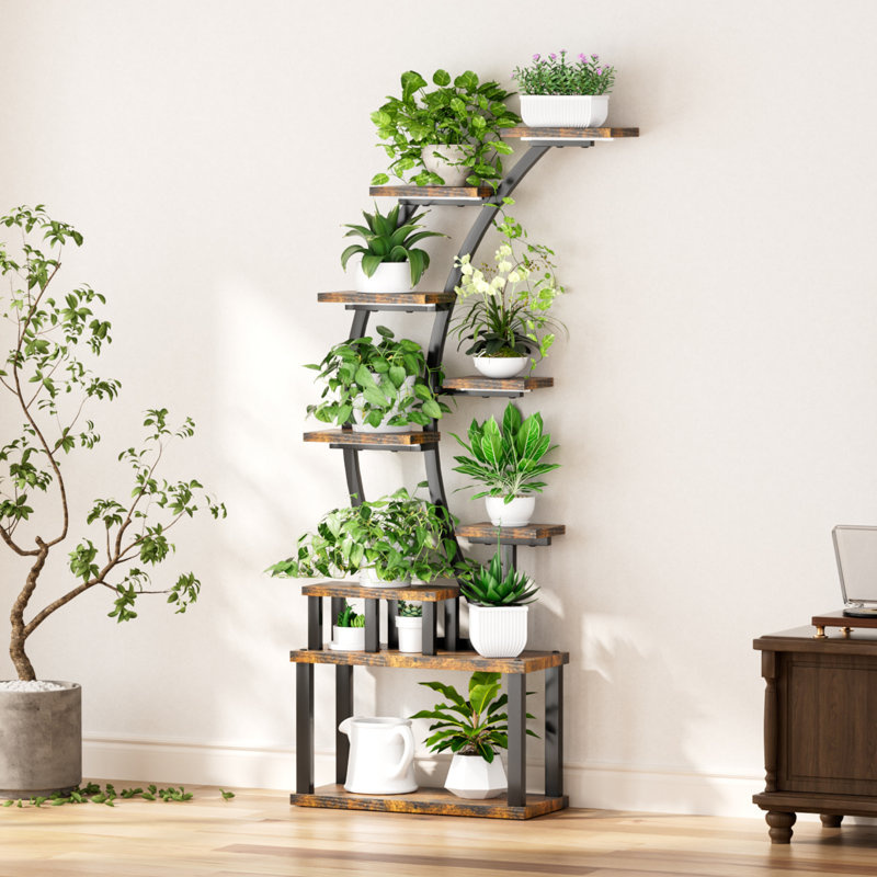 Support pour plante d'intérieur à 9 niveaux, 63,6 po de hauteur avec 5 lumières de croissance, modes d'éclairage réglables (5/3/2 lumières), gradation à 10 niveaux et 3 réglages de minuterie, écoénergétique, parfait pour la croissance des plantes