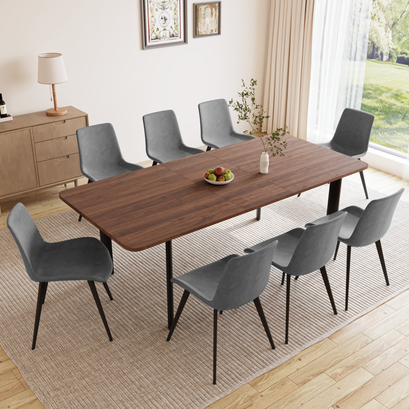 Ensemble de salle à manger pour 8 personnes, table de salle à manger extensible de 63 à 78,7 po avec chaises rembourrées en H 32,4 po pour 8 personnes