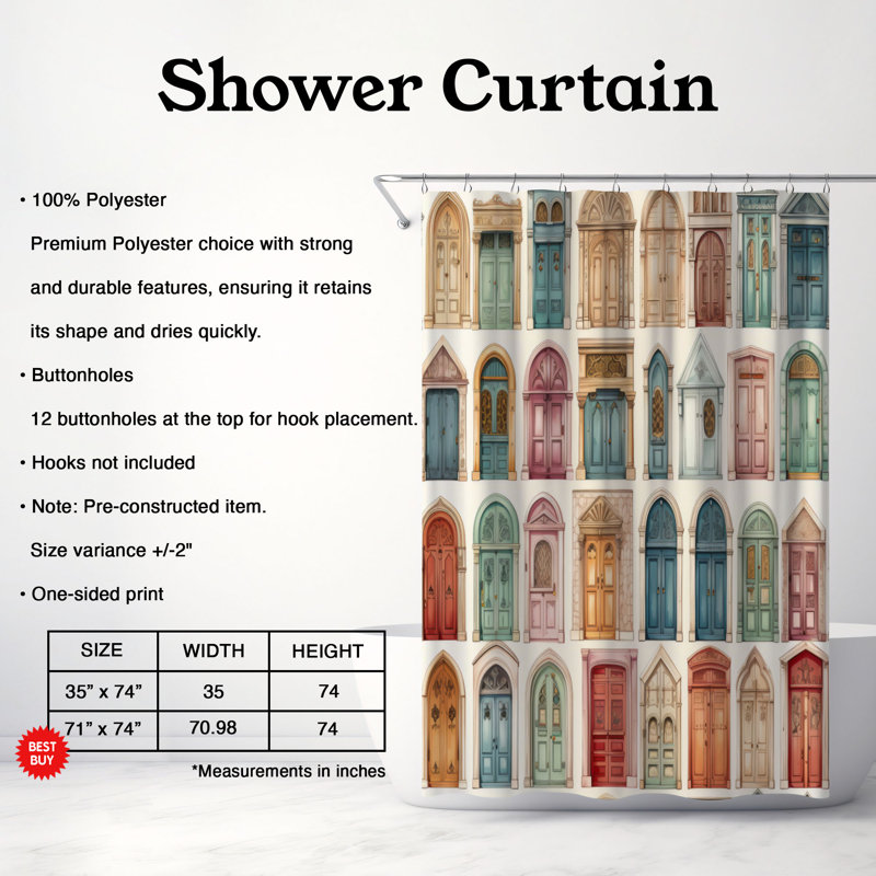 Rideau de douche Mahya, H 74 po x l 71 po