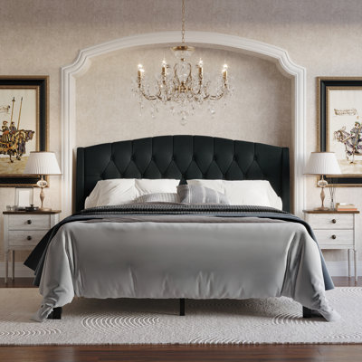 Rissie Gorgeous Upholstered Bed With 2 Nightstands In Linen