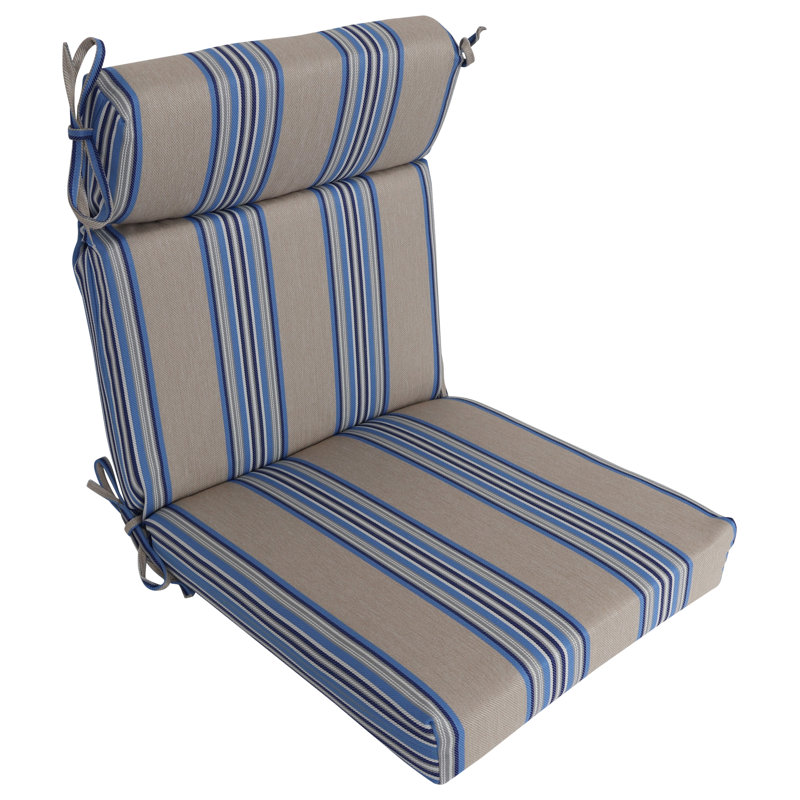 20-Inch By 42-Inch Woven Olefin Outdoor Seat/ Back Chair Cushions (Set Of 2), Beige;Blue;Multi-Colored