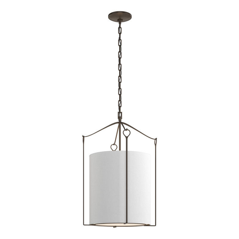 Luminaire suspendu cylindrique 3 lumières Bow, Bronze, Graine de lin