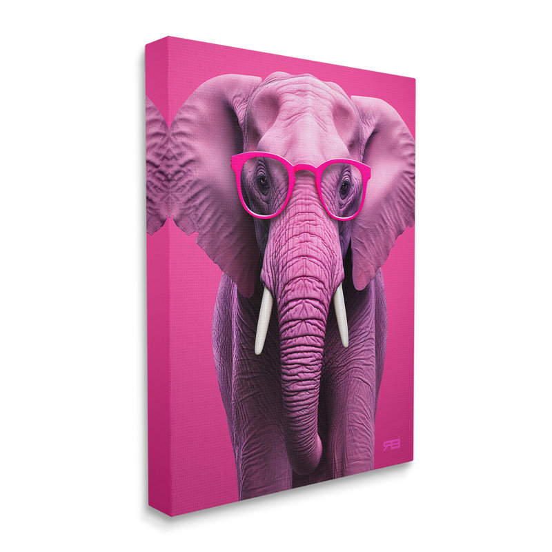" Vivid Pink Elephant " by RB, 30" H x 24" W