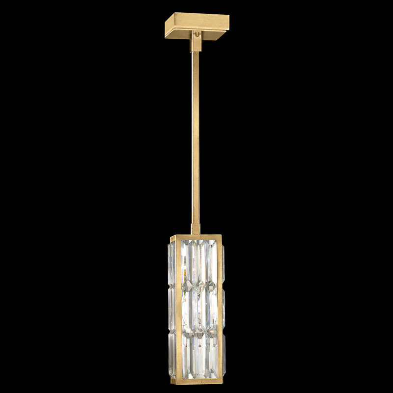 Luminaire carré en cristal 5 po, Or