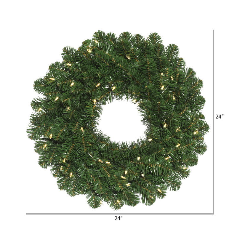 Couronne de sapin artificielle Oregon, H 24 po x l 24 po x P 3 po, Vert, Oui