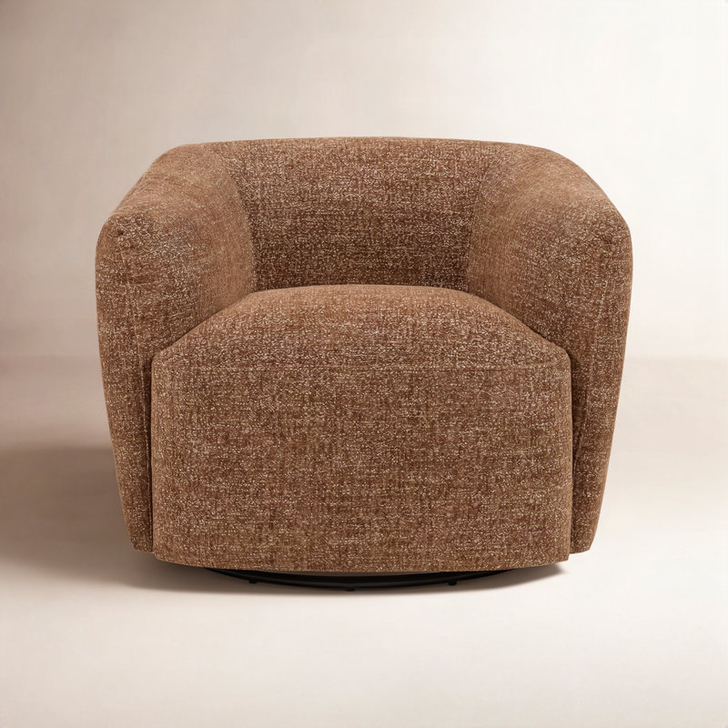 Chaise pivotante en tonneau Jeremiah, Magnolia chameau tweed