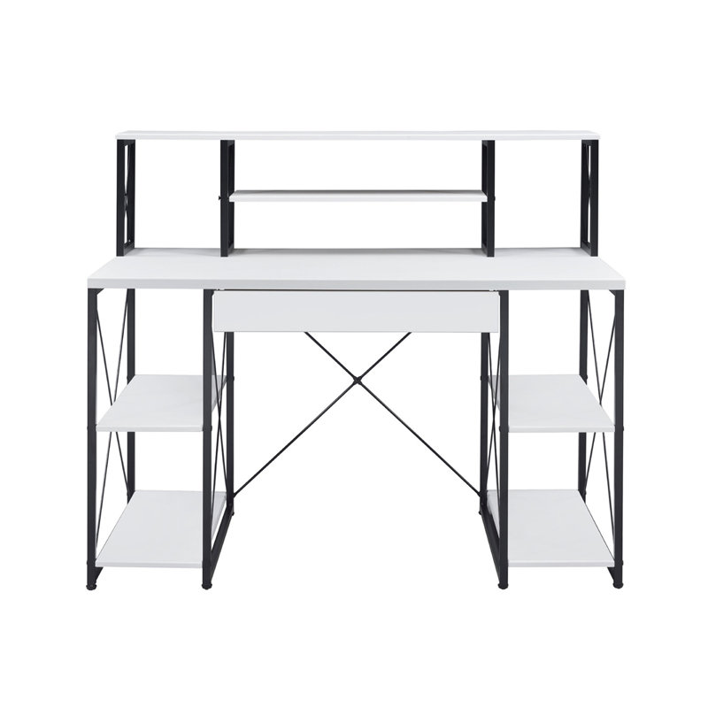 Writing Desk With One Drawer And 8 Open Compartment (Not Including Office Chairs), White
