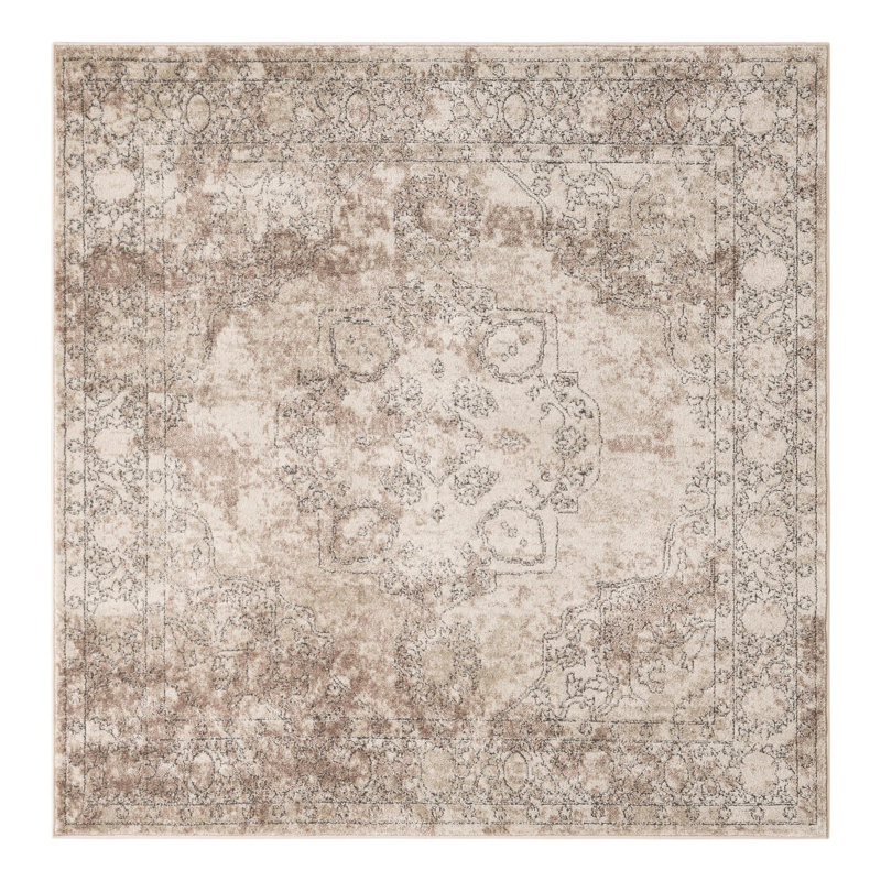 Cantey Oriental Ivory Area Rug, Square 5'3"