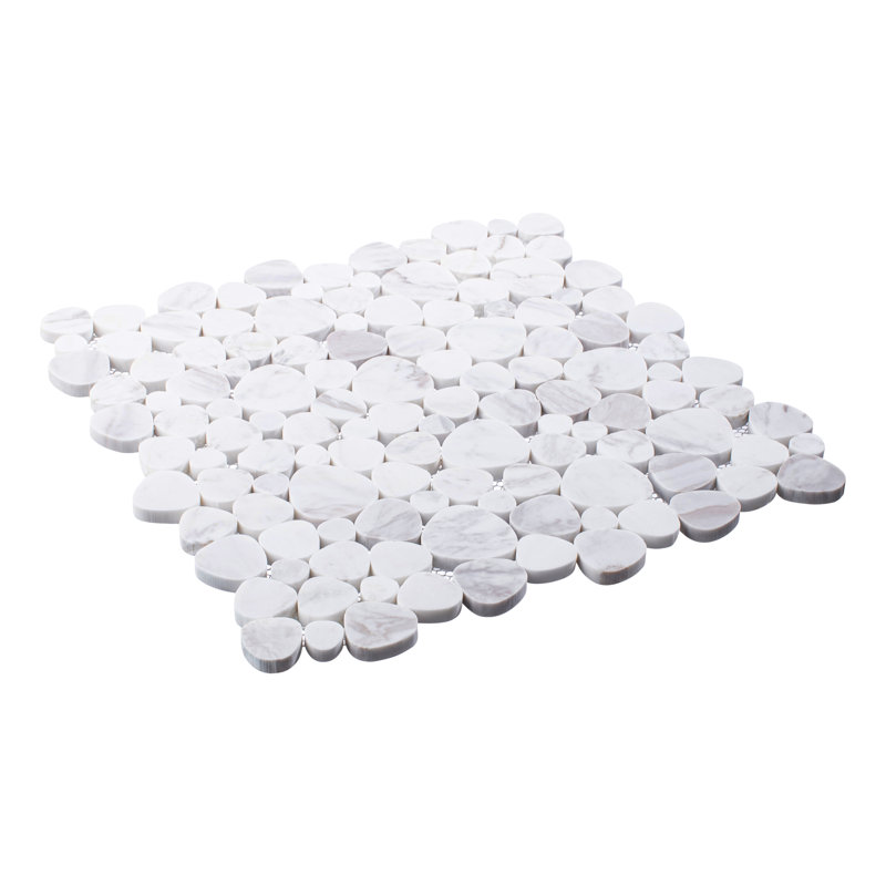 Oasis Natural Stone Pebble Mosaic Sheet, Halo