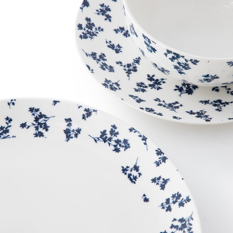 Gibson Home 12 Piece Round Ceramic Dinnerware Set in Blue