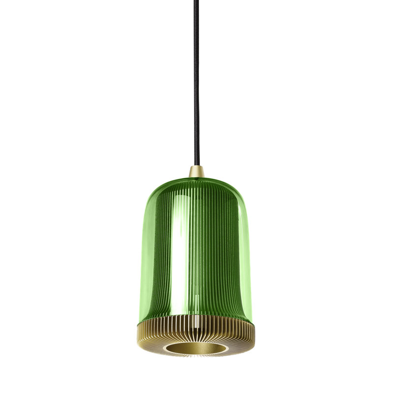 Luminaires suspendus Dub, H 7 po x l 4,3 po x P 4,3 po, Verre vert / doré clair