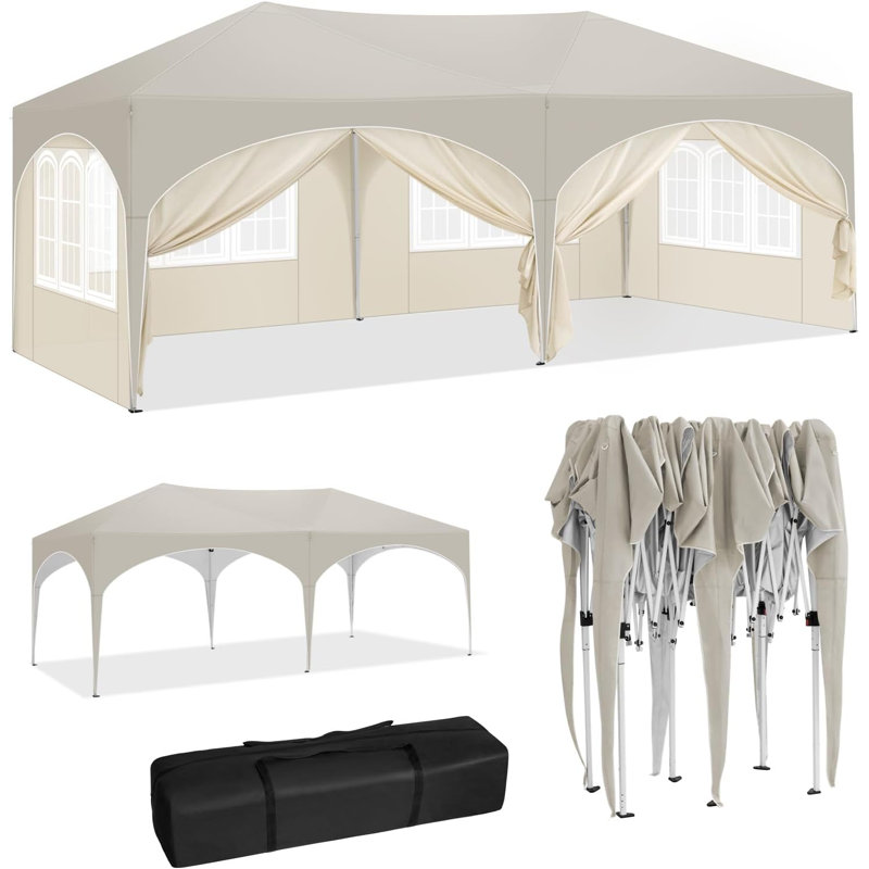 Breyawna 5.83 x 2.93m Metal Party Tent, Beige