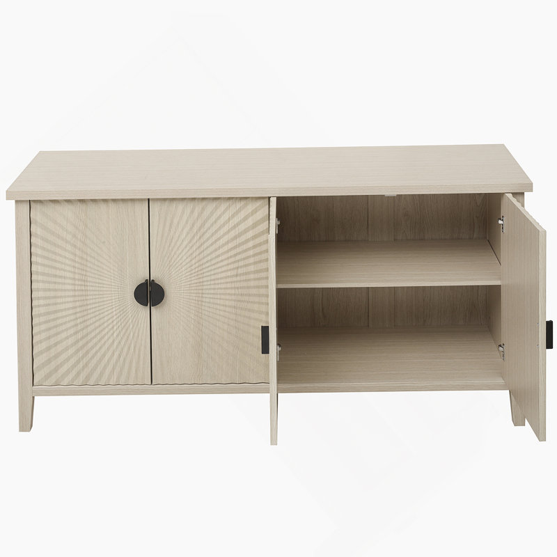 Buffet à 4 portes, buffet sculpté avec rangement, armoire à café moderne avec tablette réglable pour le salon, la salle à manger et la cuisine