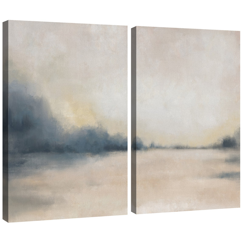 «Landscape Abstract Shapes Illustration», reproduction encadrée sur toile, 2 pièces, H 36 po x l 48 po, Toile tendue
