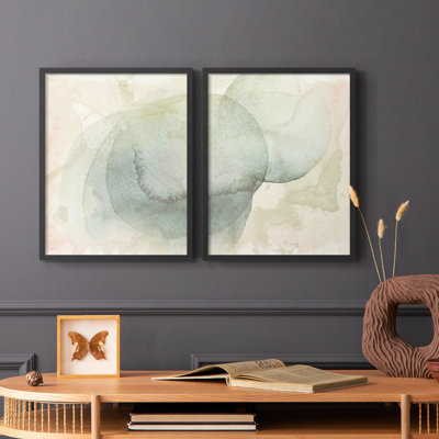 «Softwash Abstract I», reproduction encadrée de qualité supérieure - prête à être accrochée - aucun clou requis - aucun clou requis