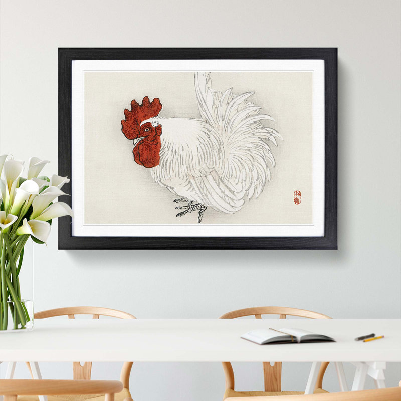 White Chicken by Kono Bairei - Picture Frame Graphic Art Print, Black, 40cm H x 60cm W x 2cm D