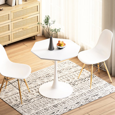 Table basse octogonale légère de 26 lb avec et métal, blanc, pratique pour déplacer le style moderne dans un design élégant en métal