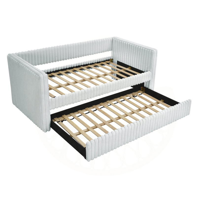 Versatile Upholstered Sofa Bed with Pull-Out Function for Space Optimization, Light Gray