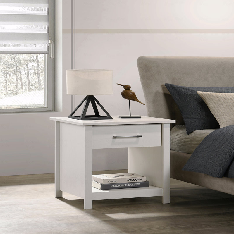 Table de chevet 1 tiroir, table de chevet, Blanc