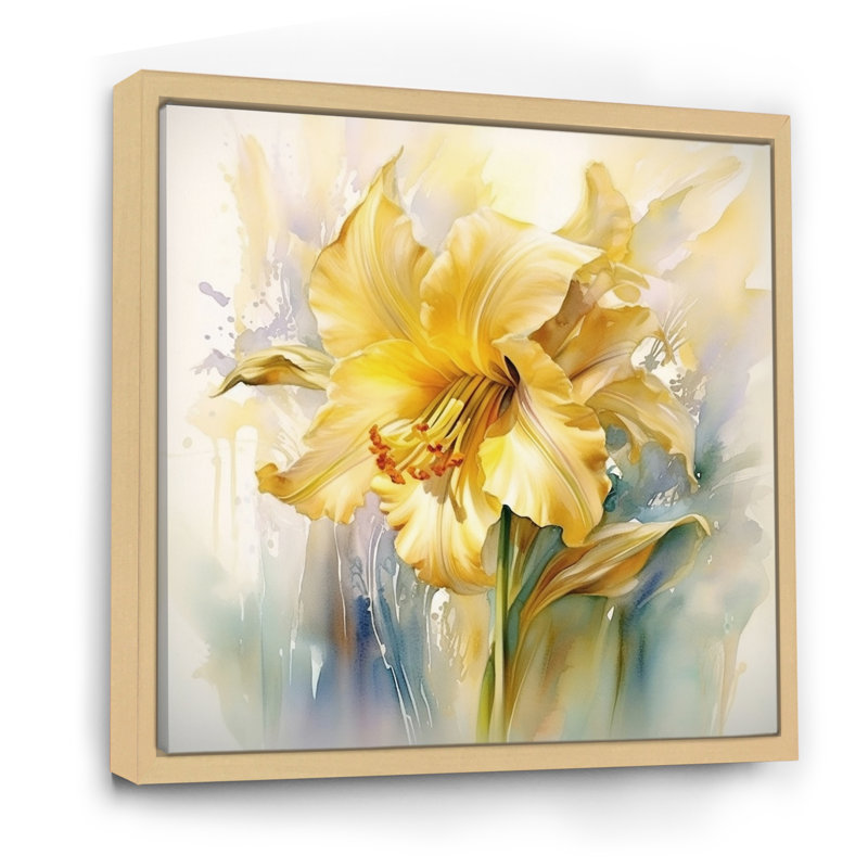 " Yellow Green Daffodils Natures Impression ", 24" H x 24" W x 1" D, Natural Floater Framed
