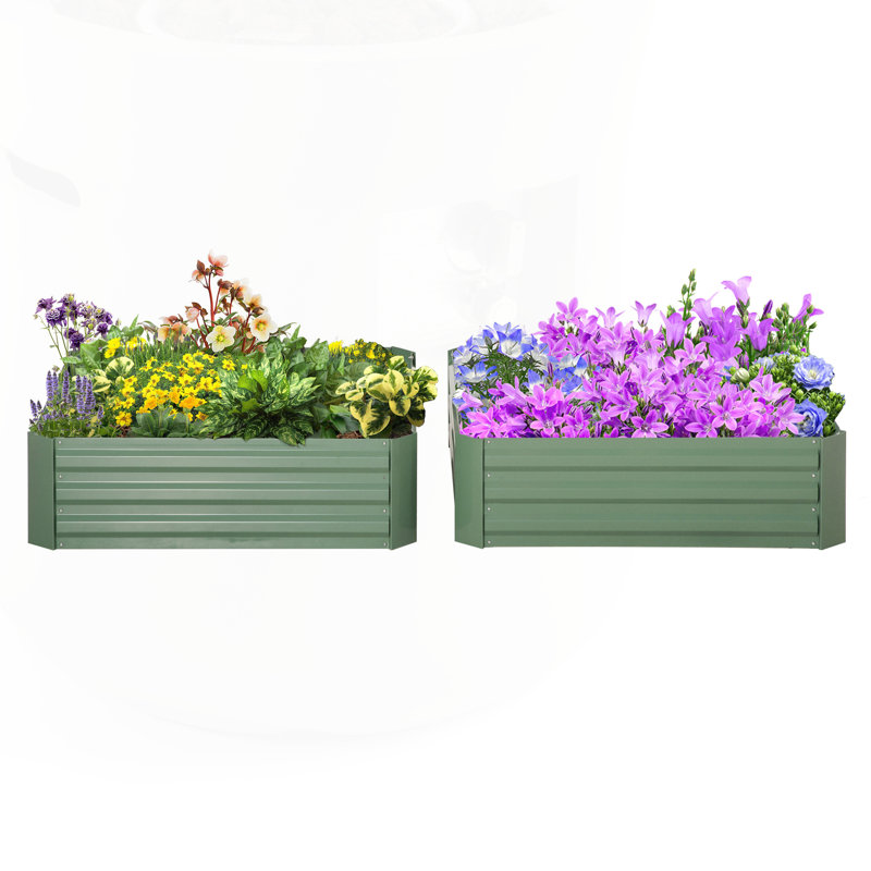 Lit de jardin surélevé polyvalent en métal pour plantes en plein essor, Vert