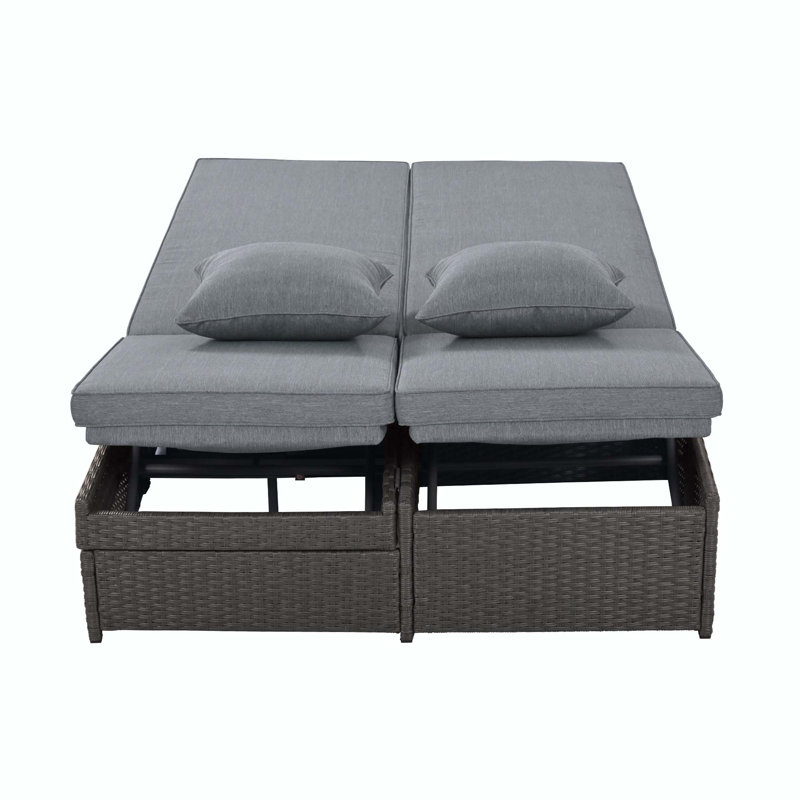Kizzie 47.2'' Wide Rectangle Steel Patio Daybed with Cushions, Gray