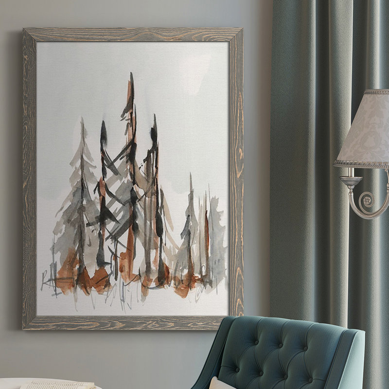 Rustic Evergreen II, reproduction d'art sur toile, H 37,5 po x l 27,5 po x P 1 po, gris