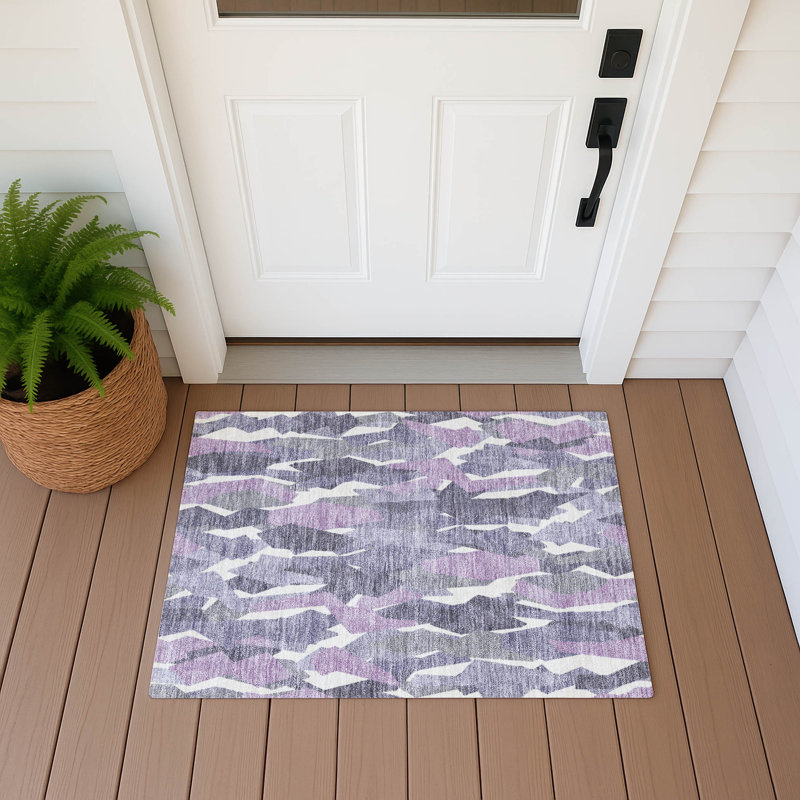 Machine Washable Indoor/Outdoor Bricen ACN2329 Stripes Rug, Rectangle 1'8" x 2'6"
