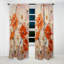 Panneau de rideau à motif floral, souci occultant orange - beige et beige Fiery Blooms II-550566676