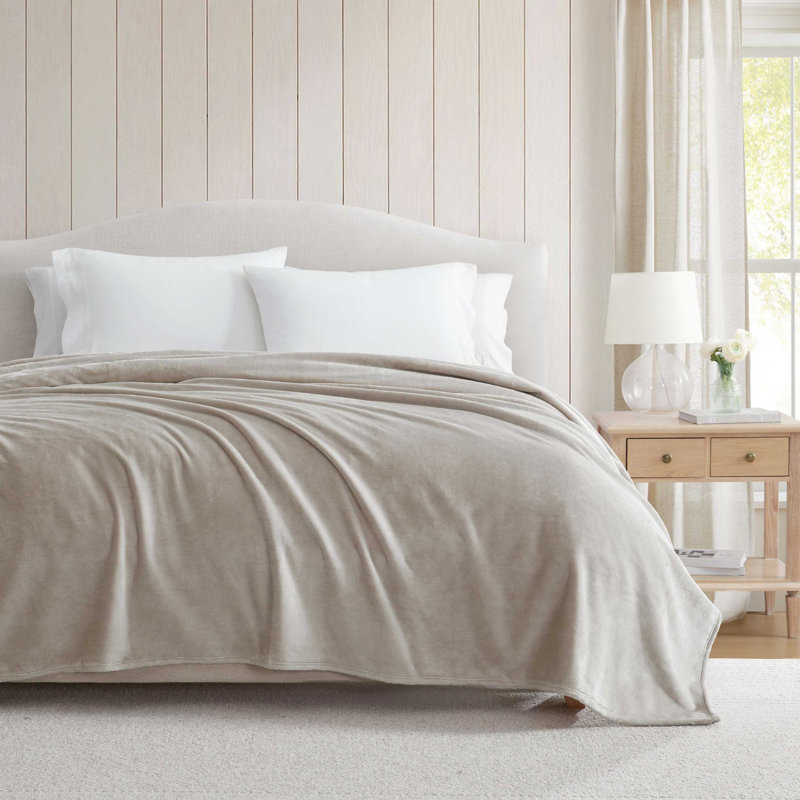 Couverture réversible unie Martha Stewart Bedford, Gris, Grand lit