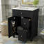 Meuble-lavabo élégant avec lavabo en céramique, portes et tiroirs à fermeture en douceur et poignées rétro dorées-375274298