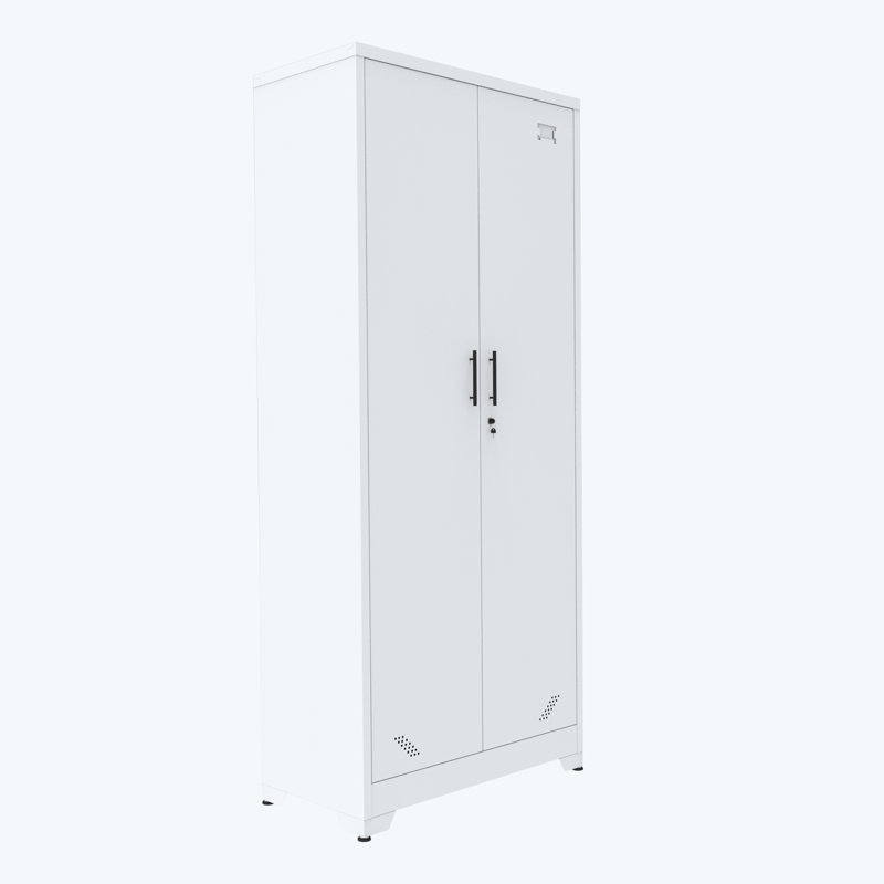 Buffet décoratif 2 portes Mallak Steel, Blanc, L 31 po x P 15,74 po