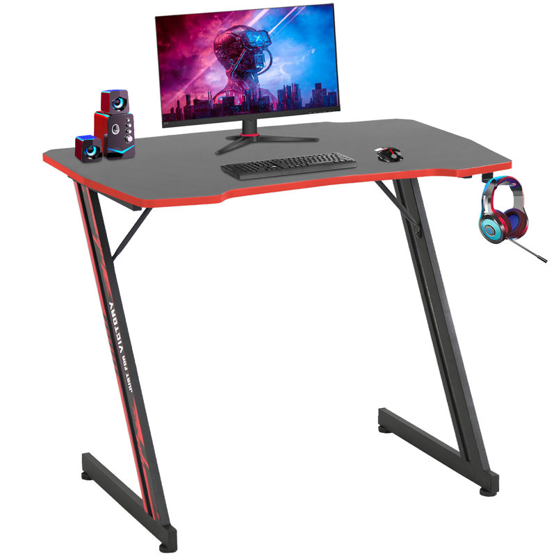 Bureau d'ordinateur Caiti, Noir / rouge