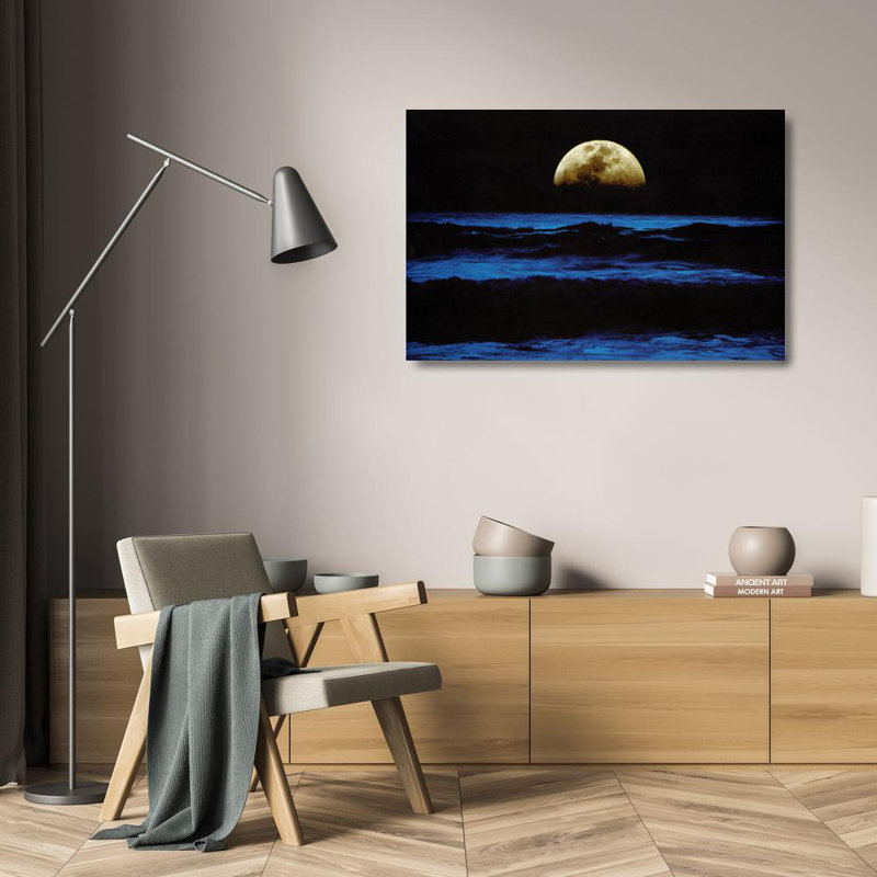 Océan au lever de la lune, H 16 po x l 24 po