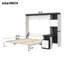 Grand lit escamotable avec bureau, tablettes et armoires de rangement, blanc-1062663814