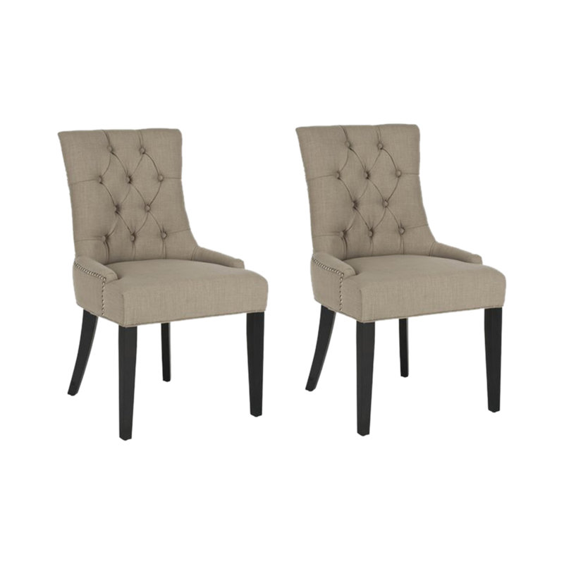 Baumgarten 49.53cm H Tufted Upholstered Parsons Chair, Taupe, Espresso