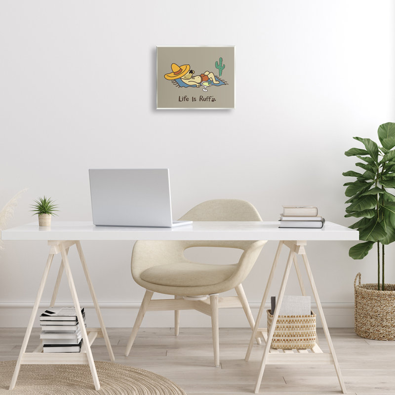 «Siesta Dog in Desert», art mural sur bois par LIR