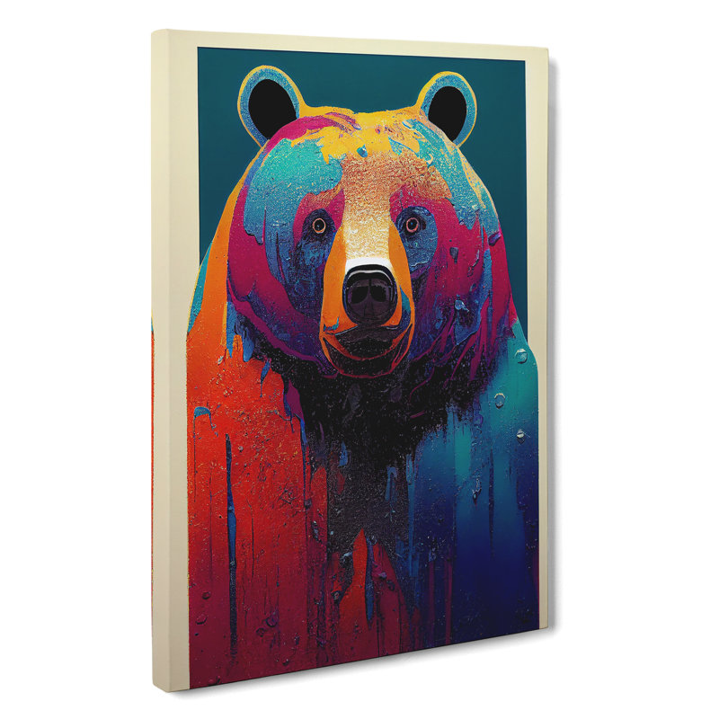 XV1022-4057X Splashed Bear No.3 Abstract - Print, Wrapped Canvas, 50cm H x 35cm W, No Matte